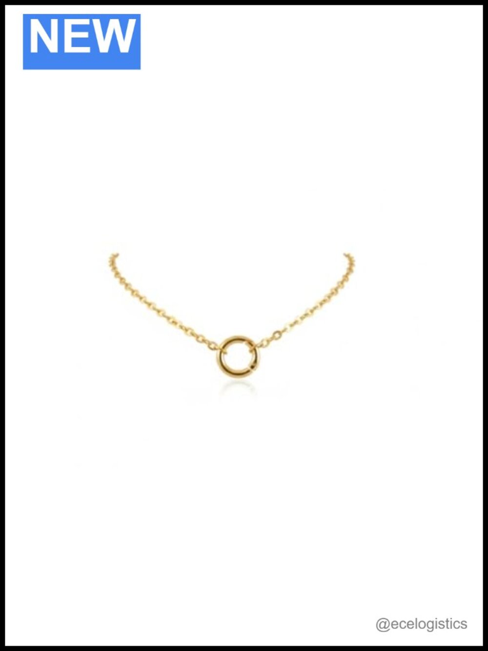 14K Gold Plated Chain Link Necklace O-Ring Lobster Clasp 18 Inch Minimalist